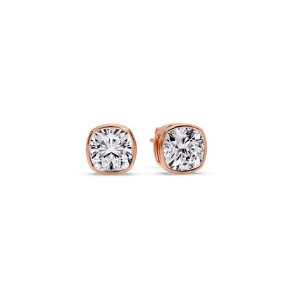 Bezel Set Cushion Diamond Stud Earrings Fascinating Diamonds