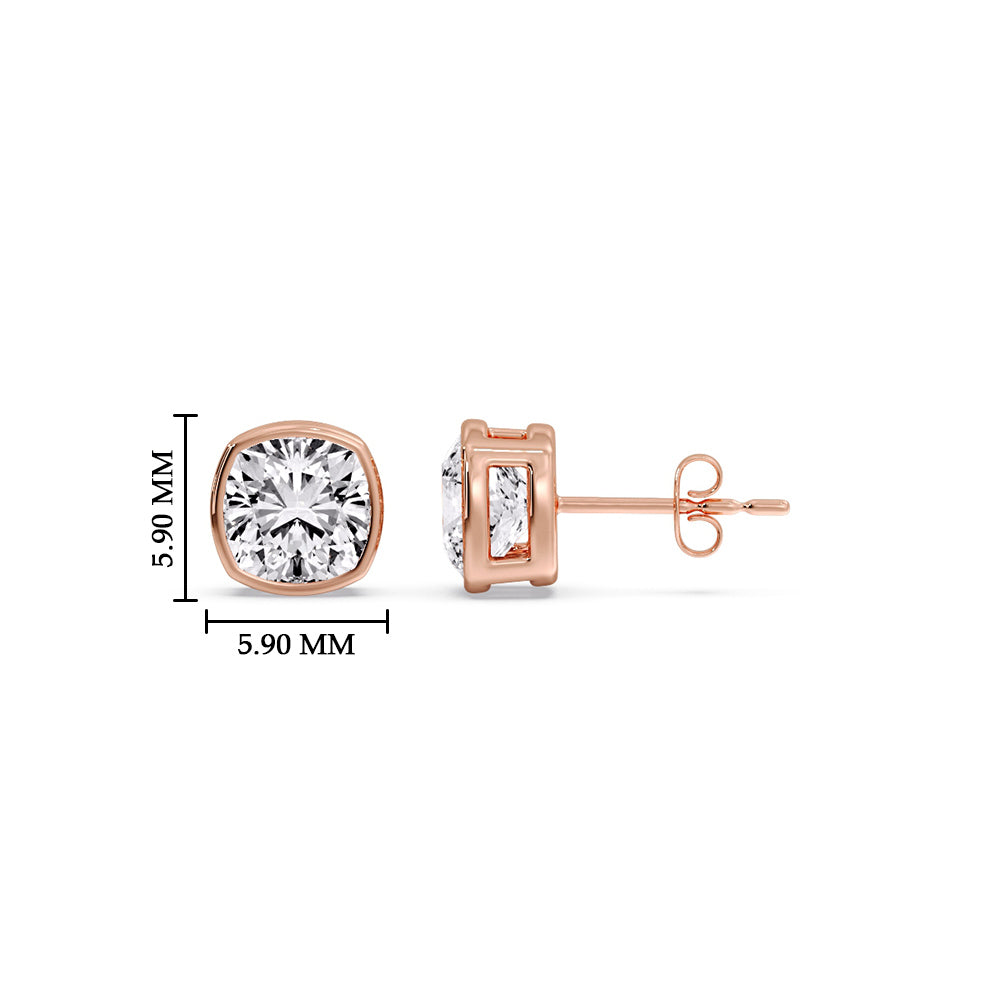 Bezel Set Cushion Diamond Stud Earrings Fascinating Diamonds