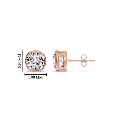 Bezel Set Cushion Diamond Stud Earrings Fascinating Diamonds