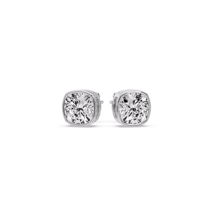 Bezel Set Cushion Diamond Stud Earrings Fascinating Diamonds