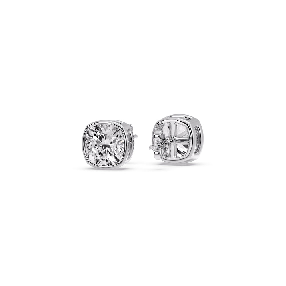 Bezel Set Cushion Diamond Stud Earrings Fascinating Diamonds