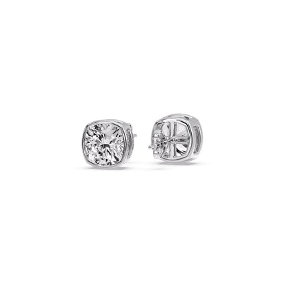 Bezel Set Cushion Diamond Stud Earrings Fascinating Diamonds