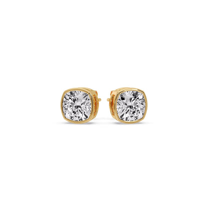 Bezel Set Cushion Diamond Stud Earrings Fascinating Diamonds