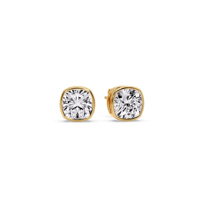 Bezel Set Cushion Diamond Stud Earrings Fascinating Diamonds