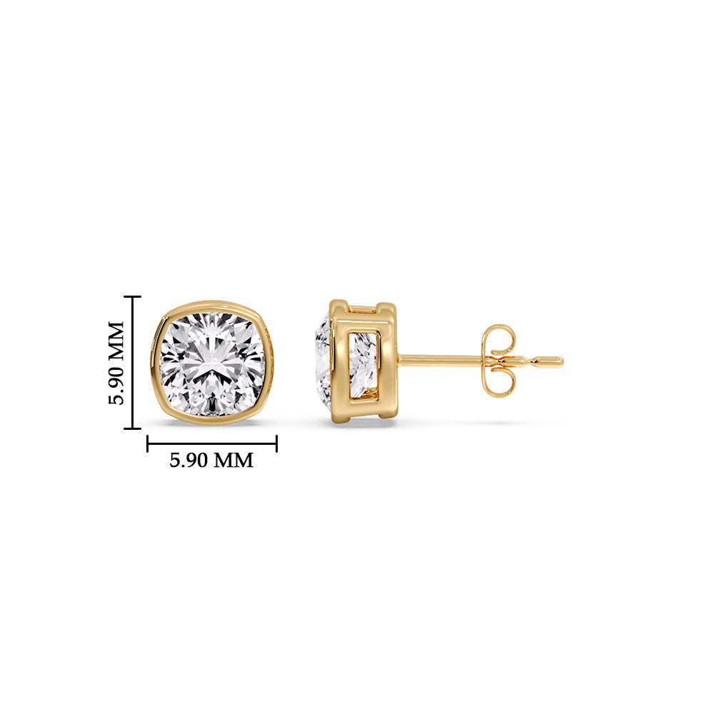 Bezel Set Cushion Diamond Stud Earrings Fascinating Diamonds