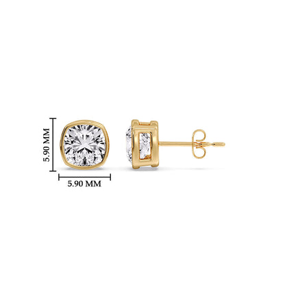 Bezel Set Cushion Diamond Stud Earrings Fascinating Diamonds