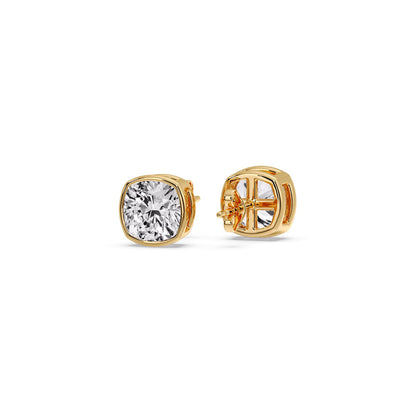 Bezel Set Cushion Diamond Stud Earrings Fascinating Diamonds