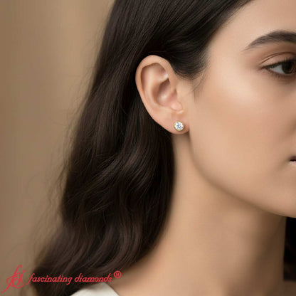 Round Cut Stud Bezel Set Earring Fascinating Diamonds
