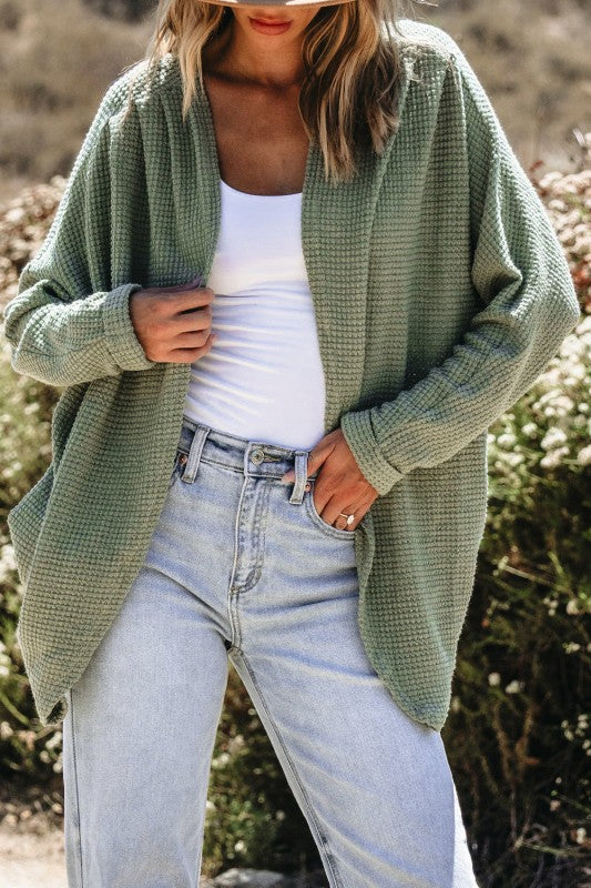 Waffle Knit Open Front Cardigan Shop Style & More | Fresh Looks, Everyday Deals & Free Shipping