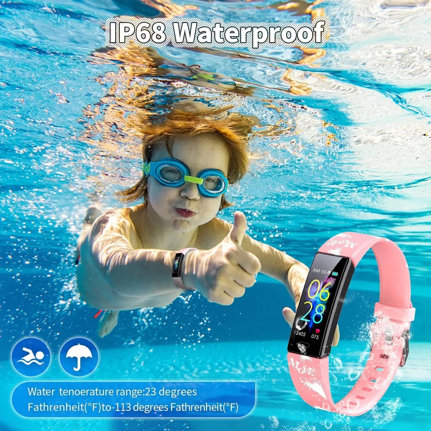 Exciting Kids Fitness Tracker Watch - Activity Tracker with Pedometer, Stopwatch & 11 Sport Modes - IP68 Waterproof Smart Watch for Ages 6-16
