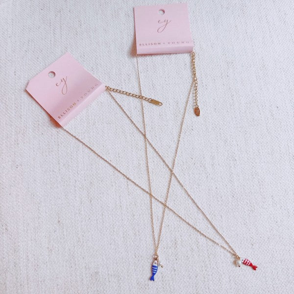 Striped Fish & Pearl Necklace – Nautical, Cute Sty Shop Style & More | Fresh Looks, Everyday Deals & Free Shipping