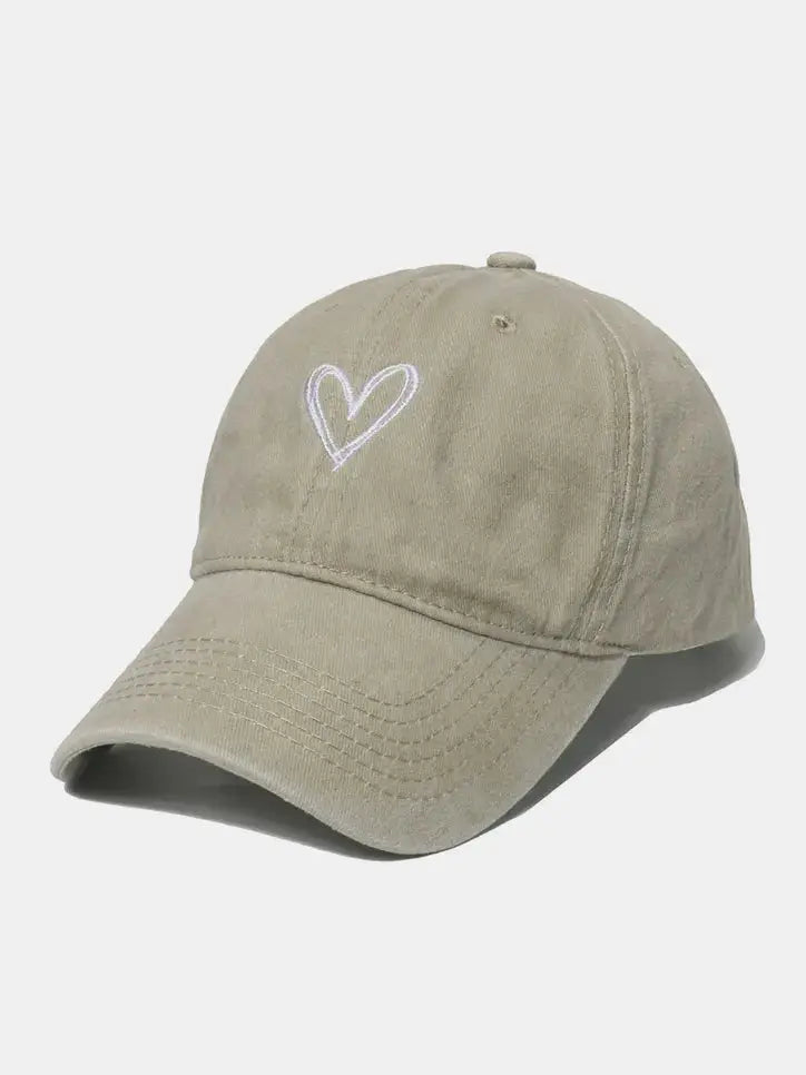 Embroidered Heart Washed Cotton Baseball Cap New Era Fashion LLc