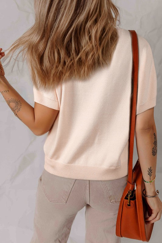Bow Pearl Embellished Dolman Short Sleeve Sweater Shop Style & More | Fresh Looks, Everyday Deals & Free Shipping
