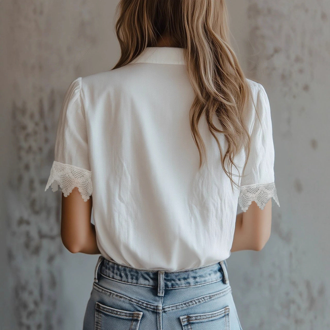 Women’s Lace Puff Sleeve Loose Fit Top FitiqueFit