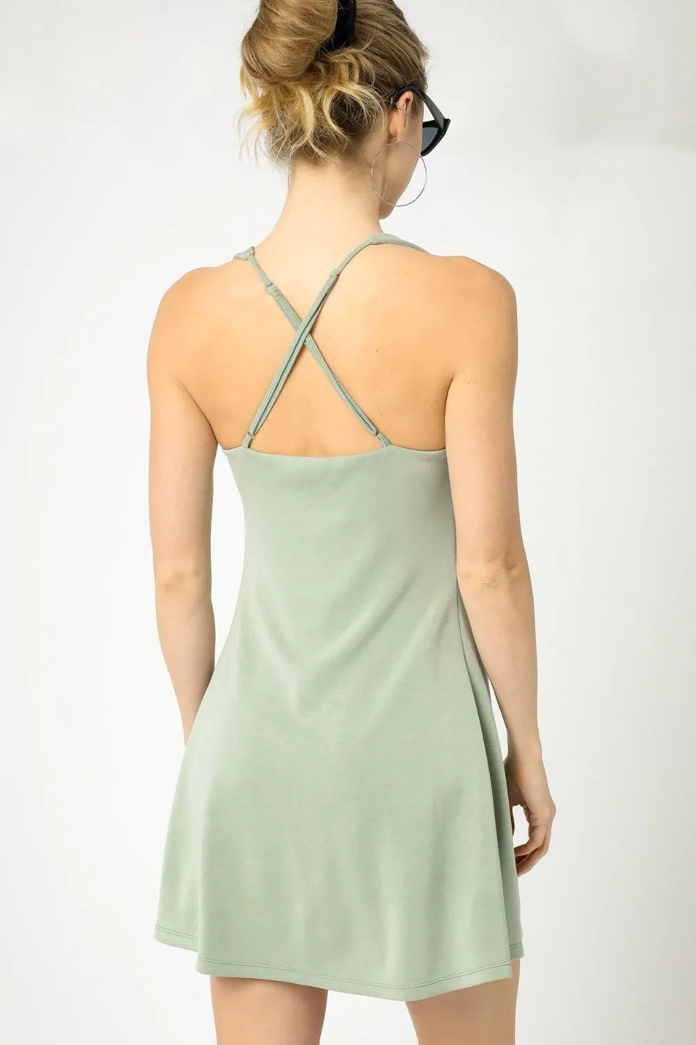 Umgee Crisscross Square Neck Active Dress West2East Surf