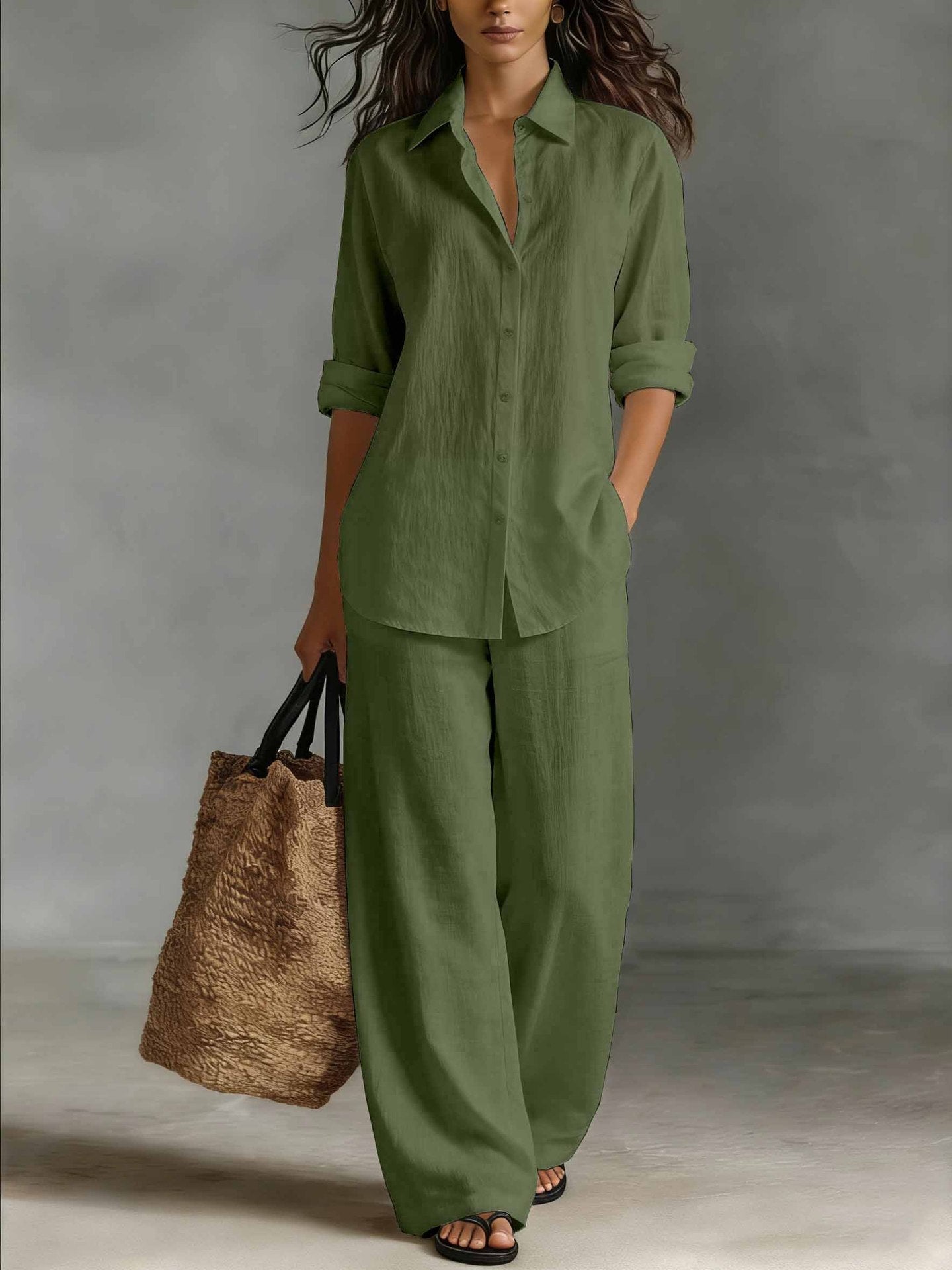 Women's Bohemian Cotton-Linen Top & Pants Set – Resort Lounge Co-ord FitiqueFit