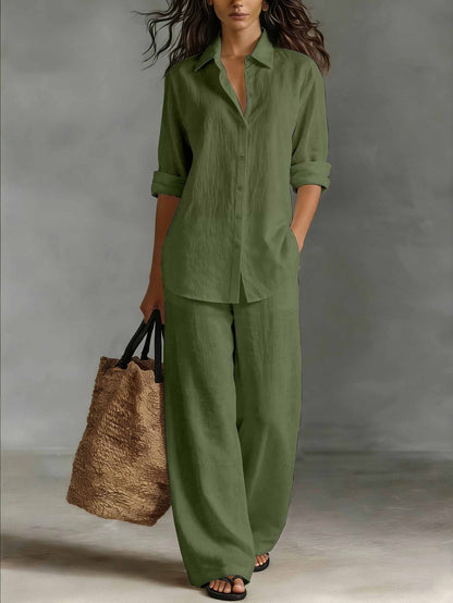Women's Bohemian Cotton-Linen Top & Pants Set – Resort Lounge Co-ord FitiqueFit