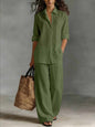 Women's Bohemian Cotton-Linen Top & Pants Set – Resort Lounge Co-ord FitiqueFit