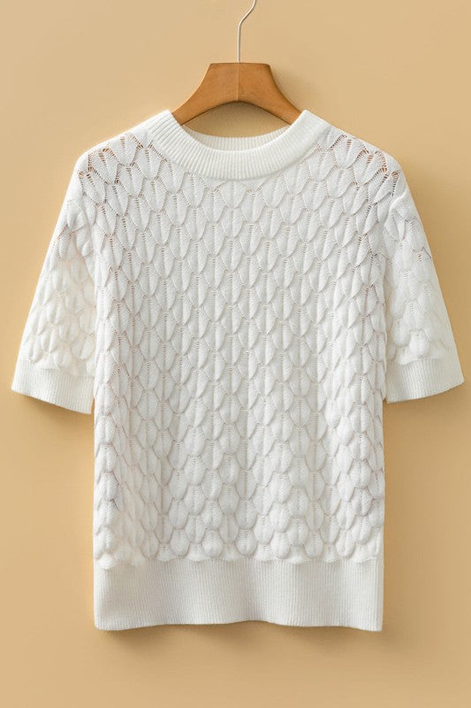 Fish Scale Textured Knit Short Sleeve Sweater Shop Style & More | Fresh Looks, Everyday Deals & Free Shipping