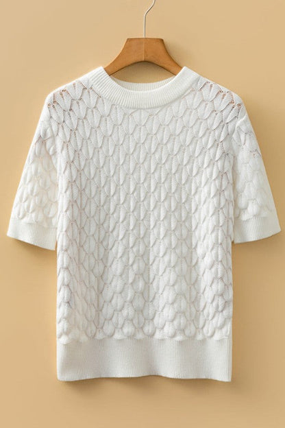 Fish Scale Textured Knit Short Sleeve Sweater Shop Style & More | Fresh Looks, Everyday Deals & Free Shipping