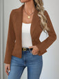 Women's Slim Fit Solid Color Blazer – French Style Long Sleeve Jacket FitiqueFit