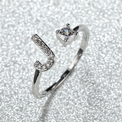 Popular Fashion Silvery AZ Letter Ring Initials Wedding Love Couple Rings Bridesmaid Gift NovaCart