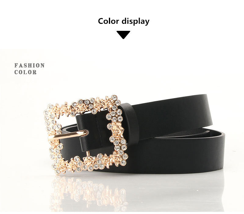 2023 Women'S Fashion Accessory, Elegant Alloy Rhinestone Pin Buckle Belt, Versatile Dress Decorative Accessory, Casual & Sporty Style, Hand Washable - Ideal for Weekend and Festive Occasions, Weekend Casual Wear|Elegant Acces NovaCart