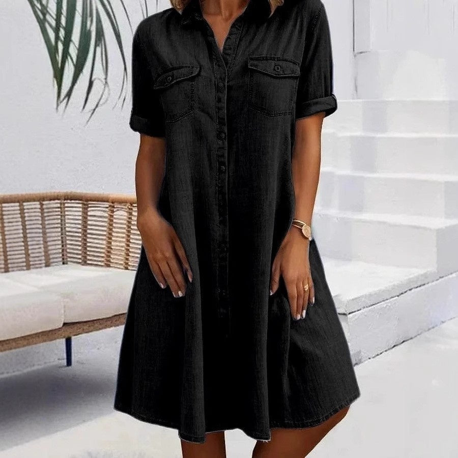 Fashion Personality Female Denim Solid Color Dress Grayceful LLC