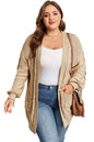 Parchment Cable Knit Braided Tie Sleeve Plus Size Open Cardigan Garden Naked Curves