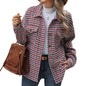 Fashion Houndstooth Lapel Tweed Coat Casual Loose Long Sleeve Jacket With Pocket Outwear Tops For Womens Clothing See size chart under “more details” The Fashion Celestial