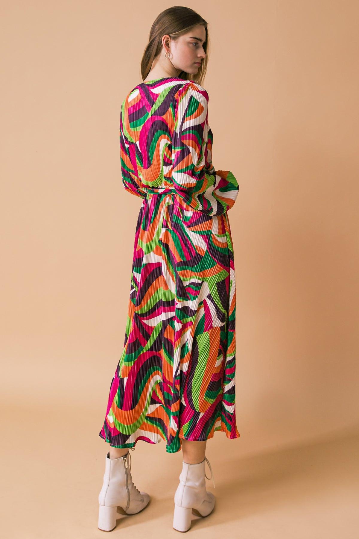 DESTINED TO IMPRESS PLISSE MIDI DRESS Flying Tomato