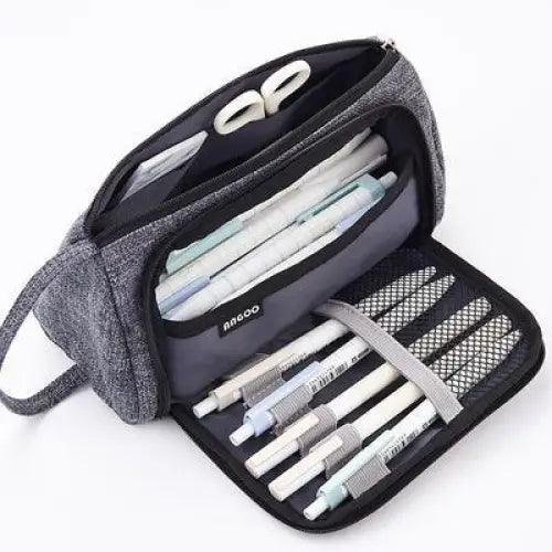 Big Storage Large Capacity Pencil Case Kids Pencil Bag For Students Vintage Grid Print Fabric Stationary Bag School Supply Stevvex