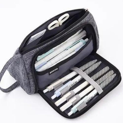 Big Storage Large Capacity Pencil Case Kids Pencil Bag For Students Vintage Grid Print Fabric Stationary Bag School Supply Stevvex