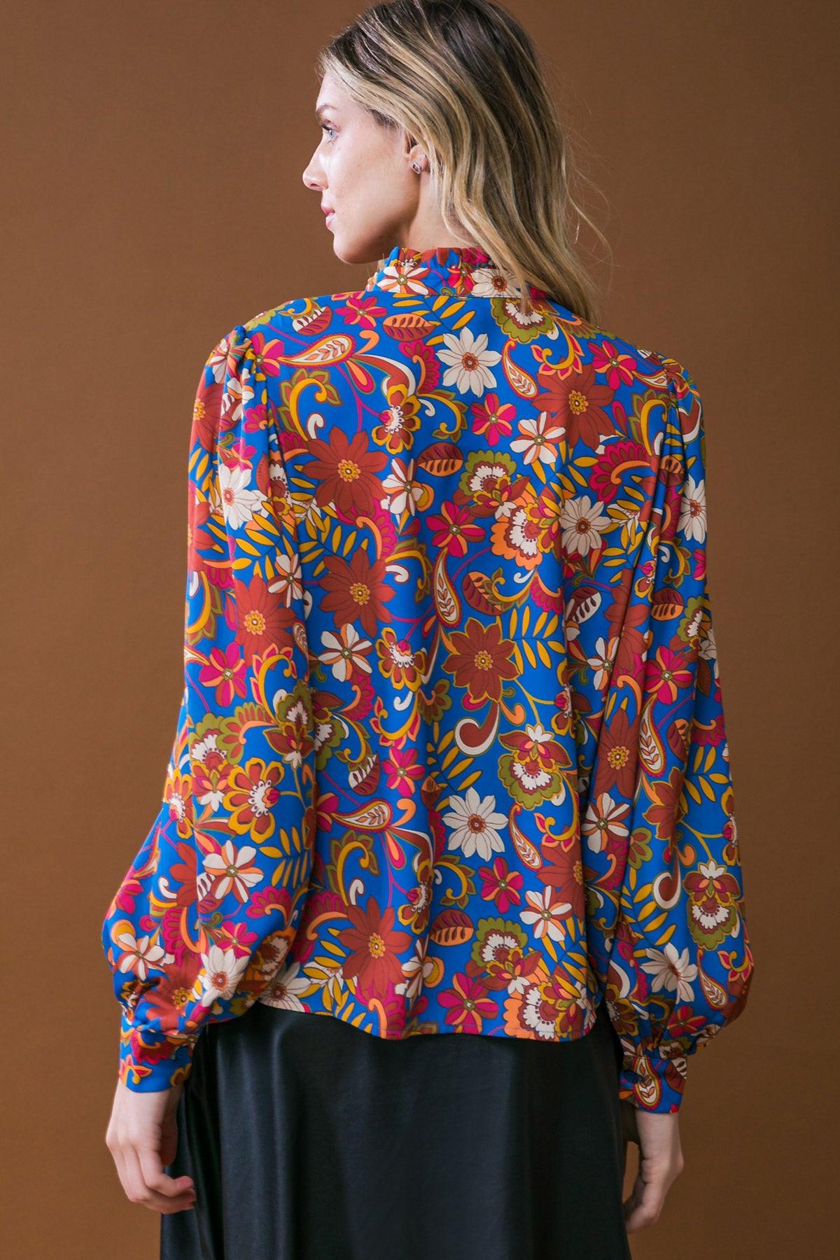 IMPRESSIVE BLOSSOM WOVEN TOP Flying Tomato