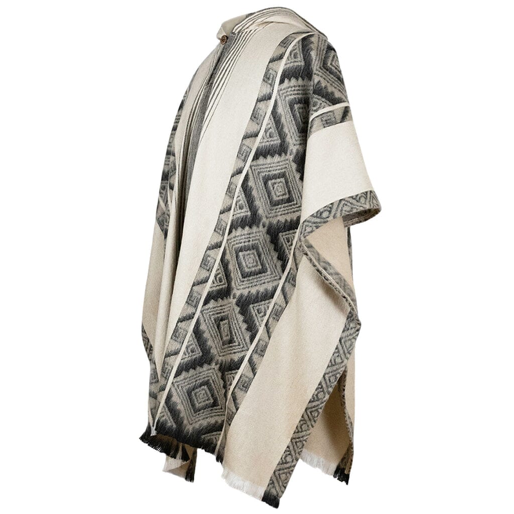 Black Grey Diamonds Alpaca Poncho Purely Alpaca
