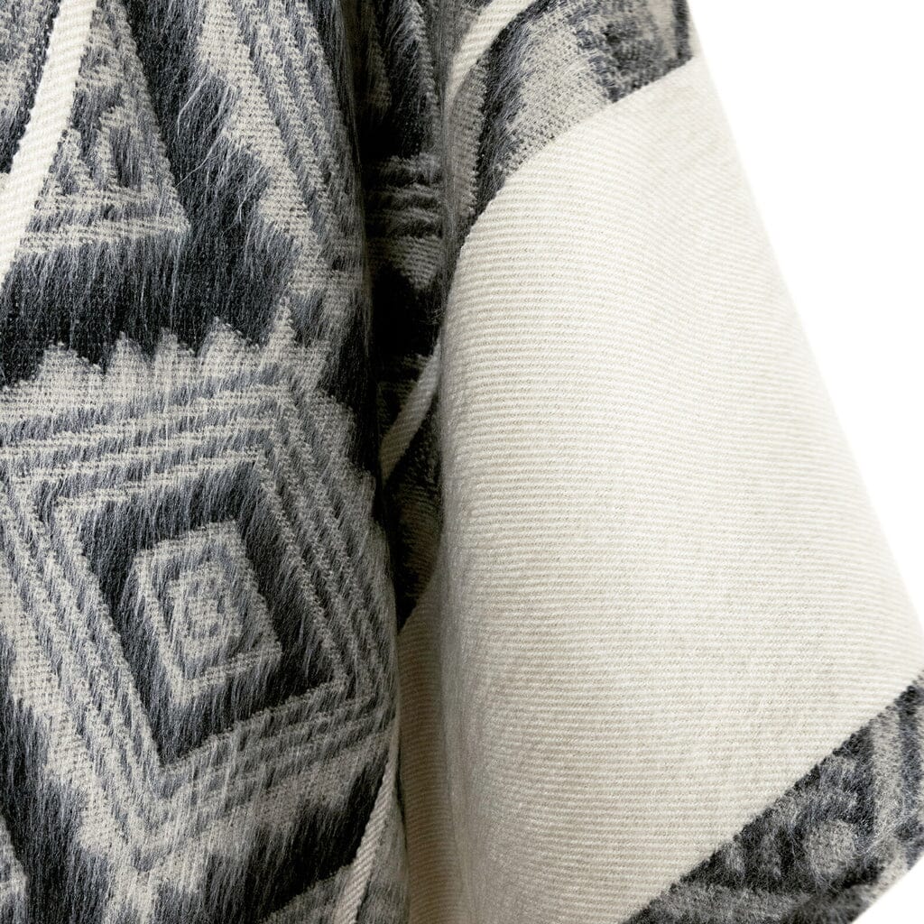 Black Grey Diamonds Alpaca Poncho Purely Alpaca