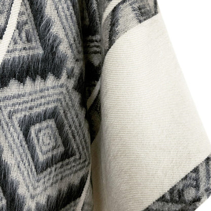 Black Grey Diamonds Alpaca Poncho Purely Alpaca