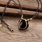 Black Onyx &  Leather 14K Gold Vermeil Horseshoe Necklace Urban-Equestrian