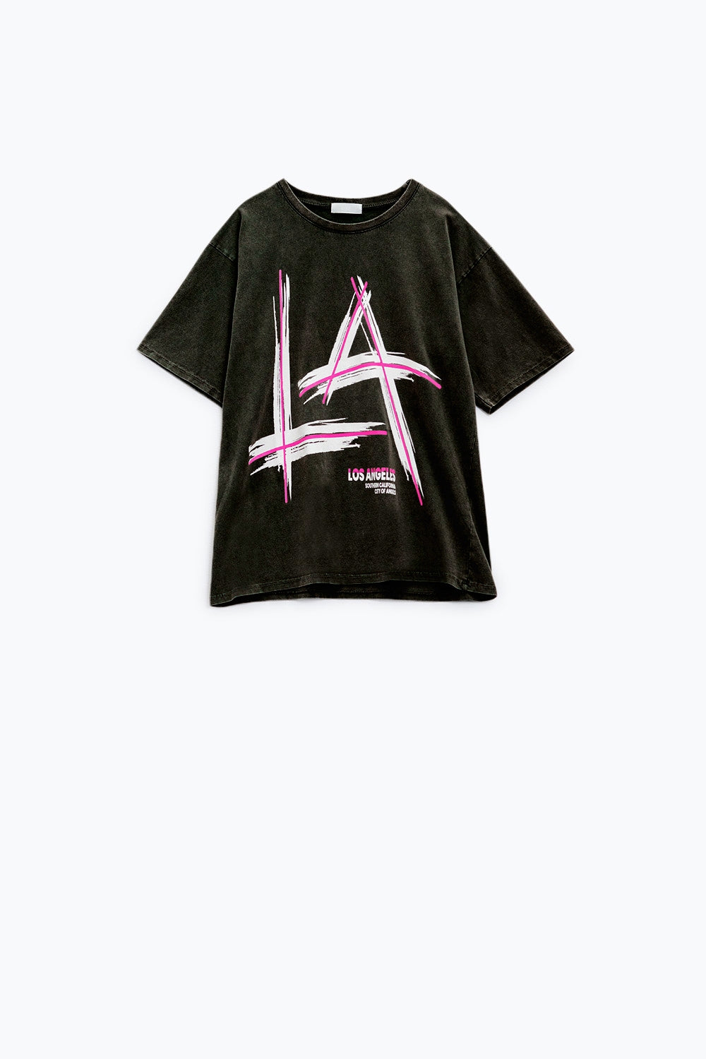 Black Relaxed t-shirt printed LA Los Angeles logo Q2store