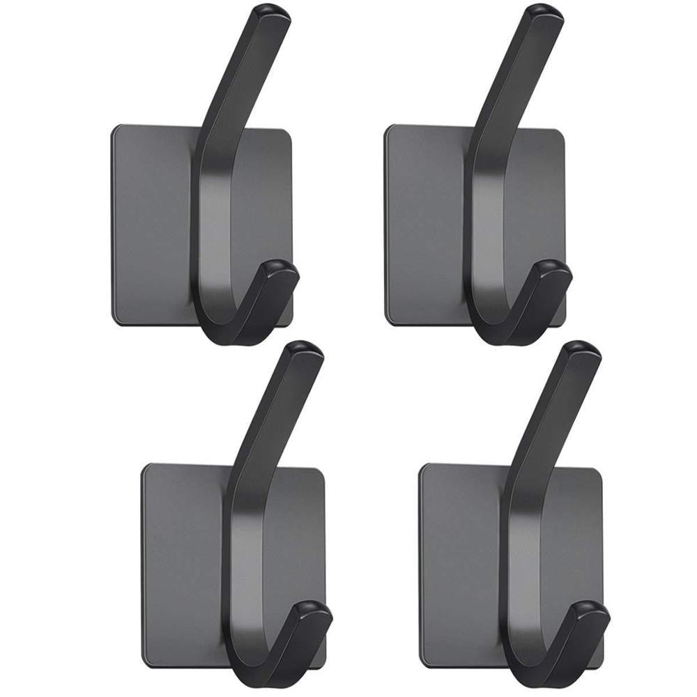Black Robe Hook Wall Hook Towel Hook for Bathroom Stainless Steel Coat Hook Rustproof Hook Hanger for Kitchen Hardware Stainless Steel Hooks Waterproof and Oilproof Bathroom Kitchen Self Adhesive Hooks for Hanging Coat Hat Towel Stevvex