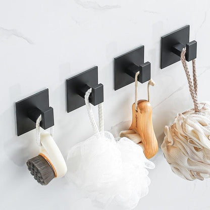 Black Self-Adhesive Wall Hooks For Hanging Keys Clothes Hanger Door Robe Hook Coat Rack Towel Holder Bathroom Accessories Matte Black Finish Wall Mount Coat Hat Door Hook Hanger Bathroom Accessories Stevvex