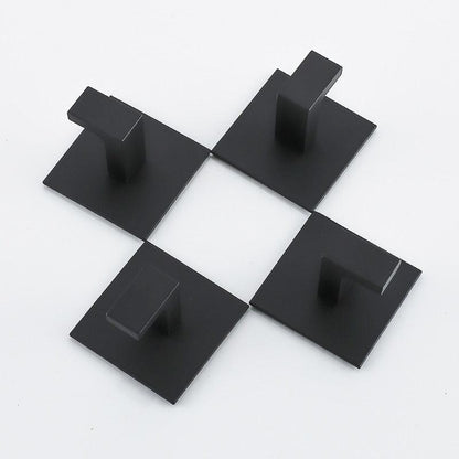 Black Self-Adhesive Wall Hooks For Hanging Keys Clothes Hanger Door Robe Hook Coat Rack Towel Holder Bathroom Accessories Matte Black Finish Wall Mount Coat Hat Door Hook Hanger Bathroom Accessories Stevvex