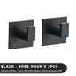 Black Self-Adhesive Wall Hooks For Hanging Keys Clothes Hanger Door Robe Hook Coat Rack Towel Holder Bathroom Accessories Matte Black Finish Wall Mount Coat Hat Door Hook Hanger Bathroom Accessories Stevvex