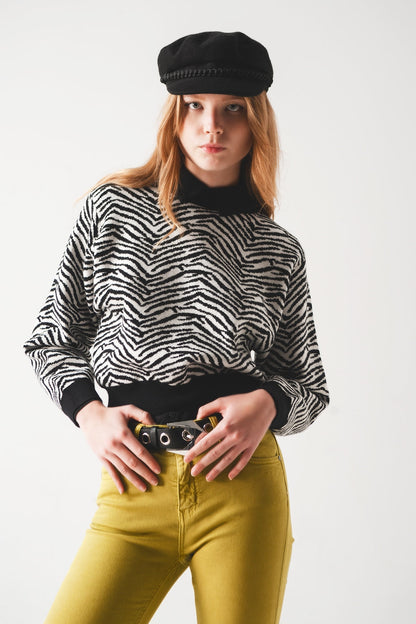 Black sweater with zebra pattern Q2store