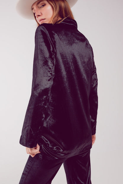 Black velvet oversized blazer Q2store