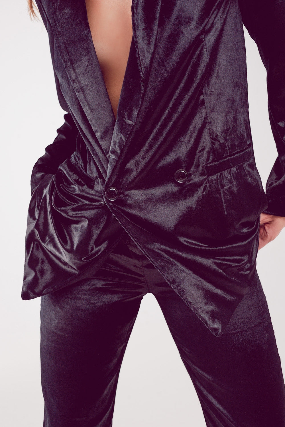 Black velvet oversized blazer Q2store