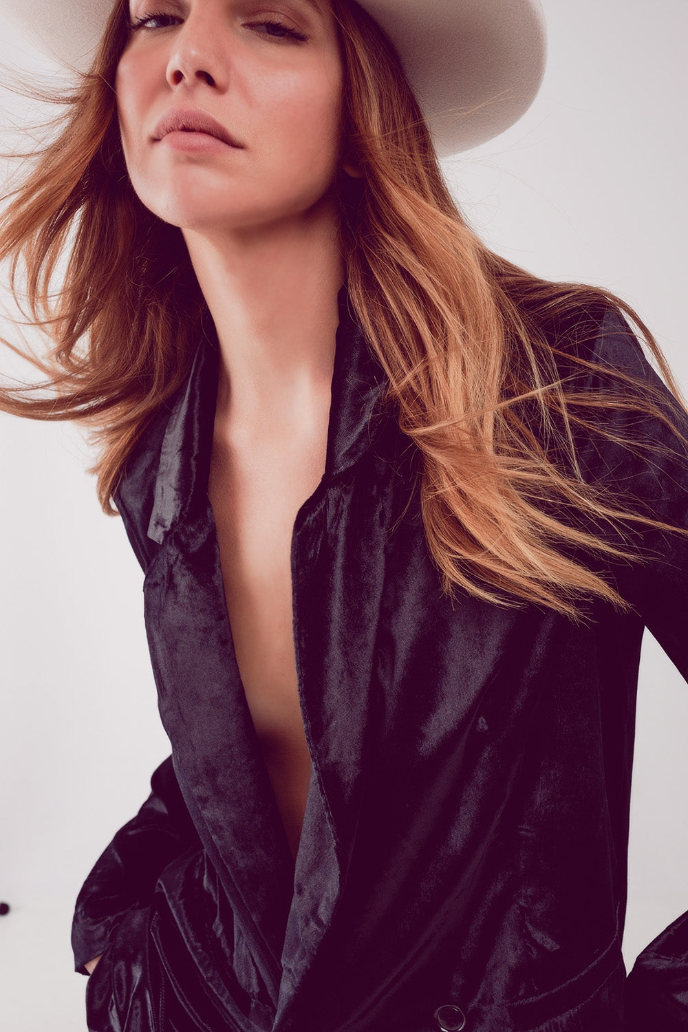 Black velvet oversized blazer Q2store