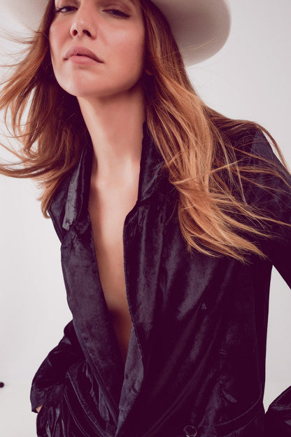 Black velvet oversized blazer Q2store