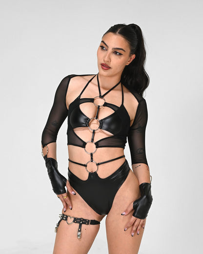 Black Mesh O-Ring Sleeves SUSPEX Rave Outfits