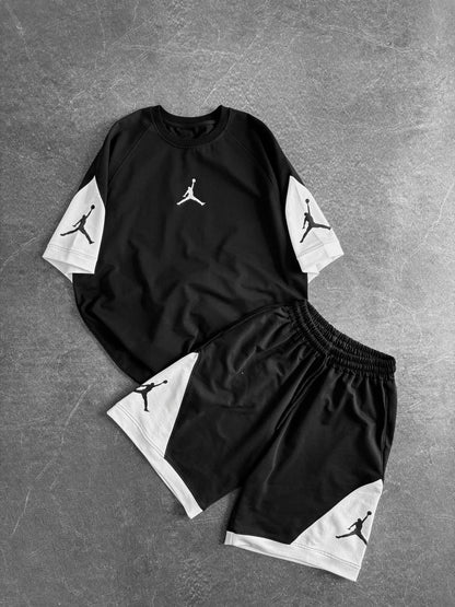Black & White Jordan-Inspired Two Piece Set – Men’s Casual Sportswear Outfit Withinblack